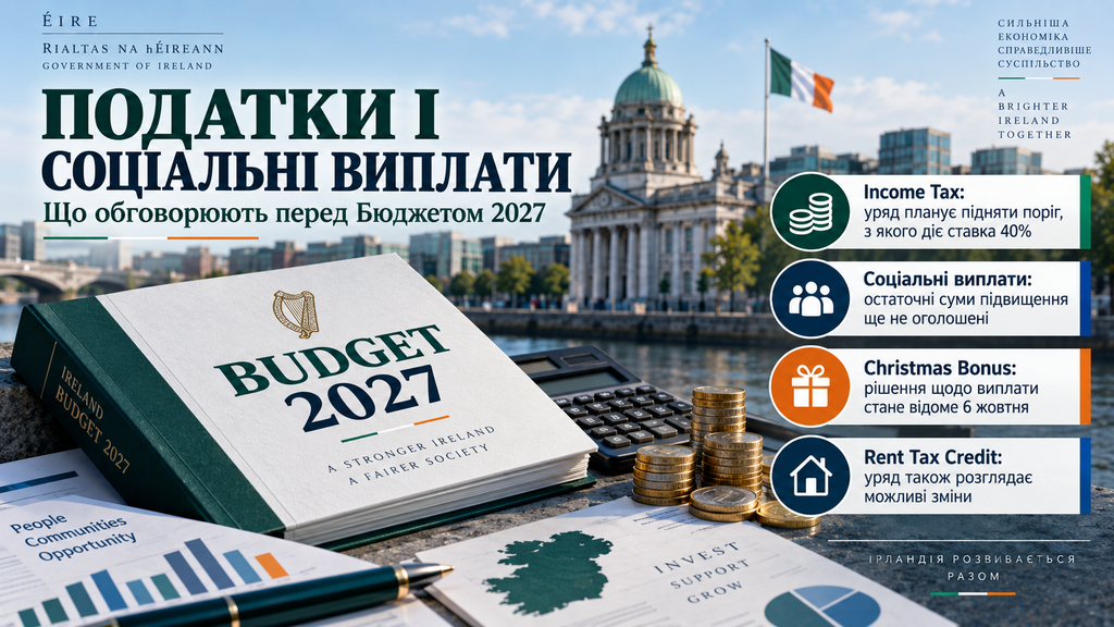 Бюджет Ірландії 2027 оголосять 6 жовтня. Розбираємо, які зміни можуть чекати працівників, сім’ї, орендарів і отримувачів виплат.