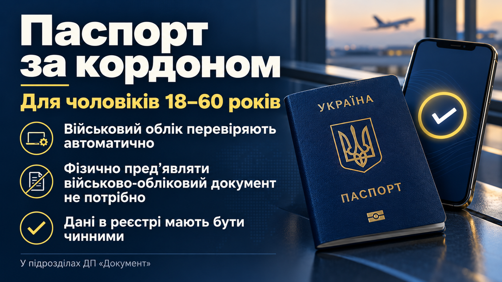 Закордонний паспорт за кордоном для чоловіків 18–60 років: як перевіряють військовий облік і чи потрібен витяг із «Резерв+».