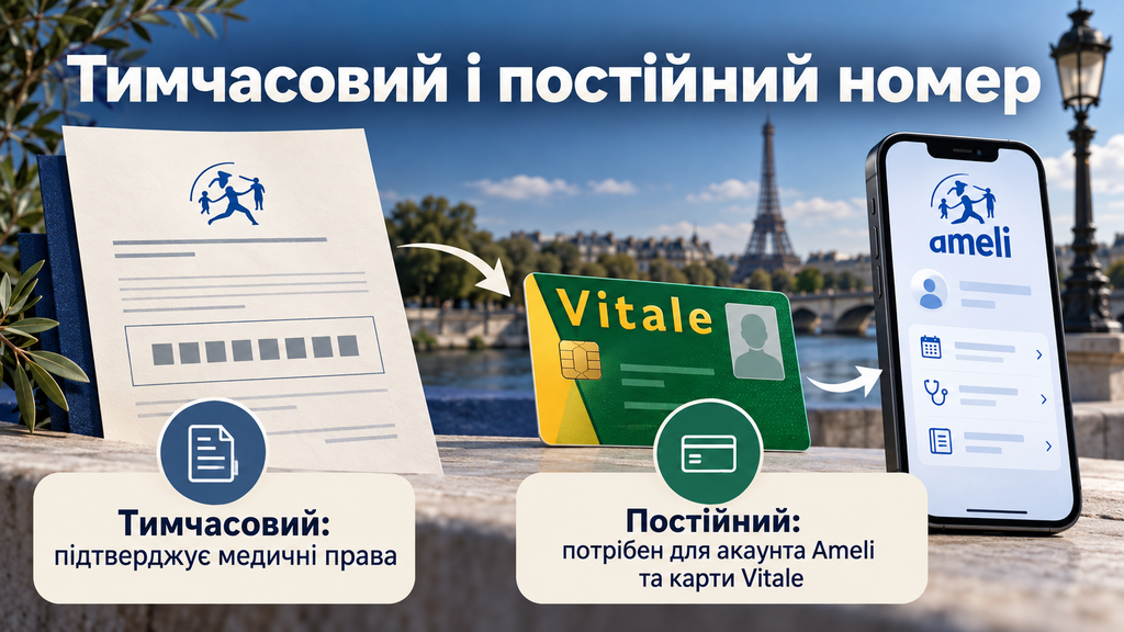 Як отримати номер соціального страхування у Франції? Документи для CPAM, реєстрація в Ameli та оформлення карти Vitale для українців.