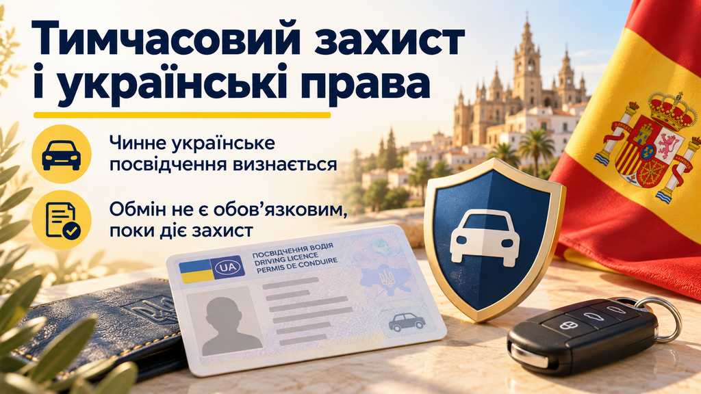 Обмін українських прав в Іспанії: документи, вимоги DGT, онлайн-заявка та умови canje для українців із тимчасовим захистом.